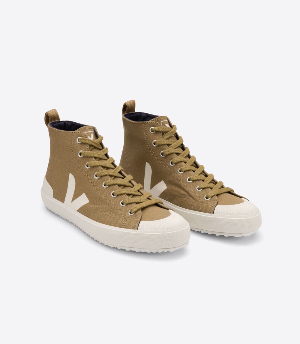 Veja Trainers Mens Brown/White - Nova High Top Canvas - DBSW-82769